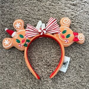 Disney Holiday Gingerbread Ears with Red and White Bow